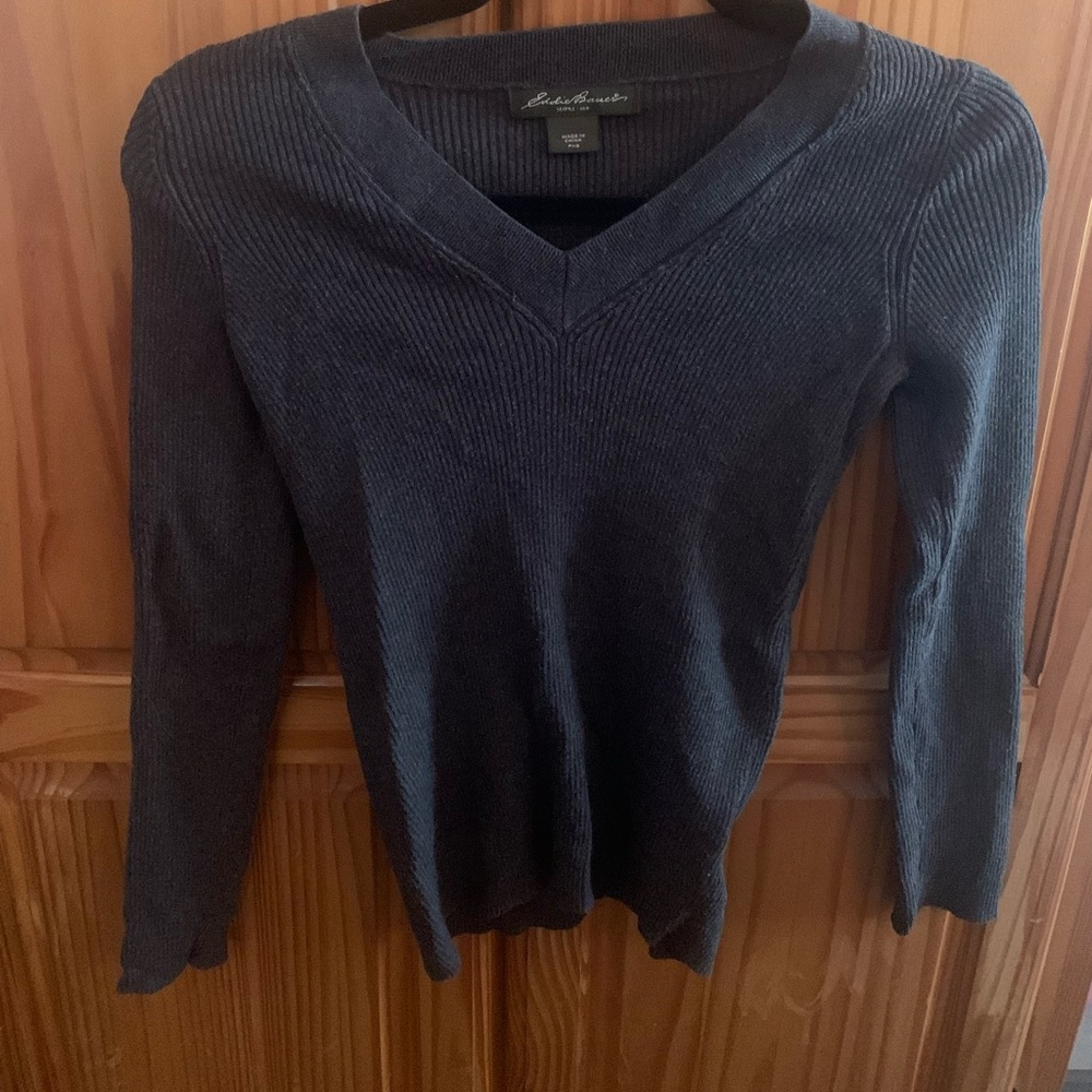 Eddie Bauer Grey V neck Sweater